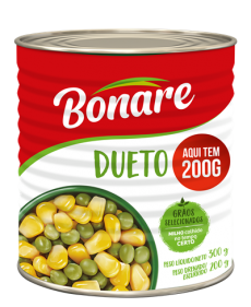 Dueto (Ervilha e Milho) Bonare Lata 200g com selo Aqui tem 200g